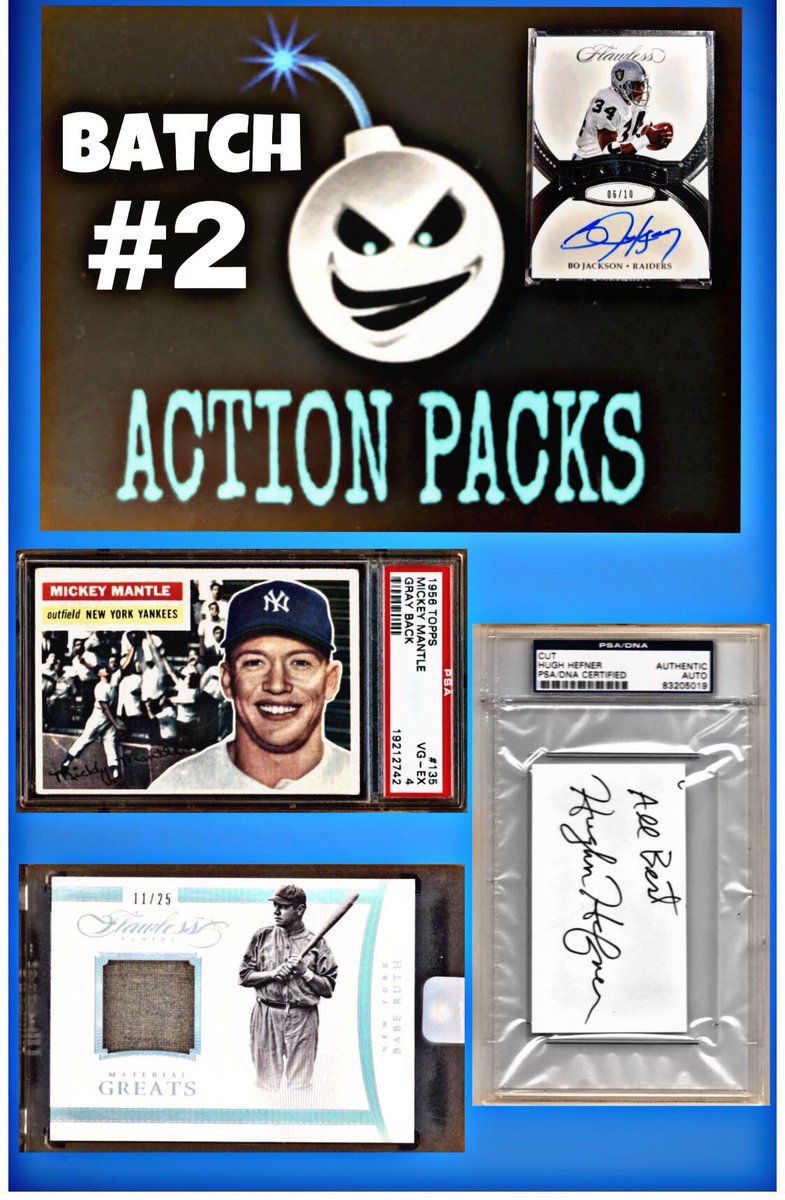 actionboxbreaks's tweet image. 2018 Multi-Sport Batch #2 arrives this week! Join our Facebook Group “Action Packs” to learn more! #mickeymantle #hughhefner #baberuth #sportscards #boommonsters