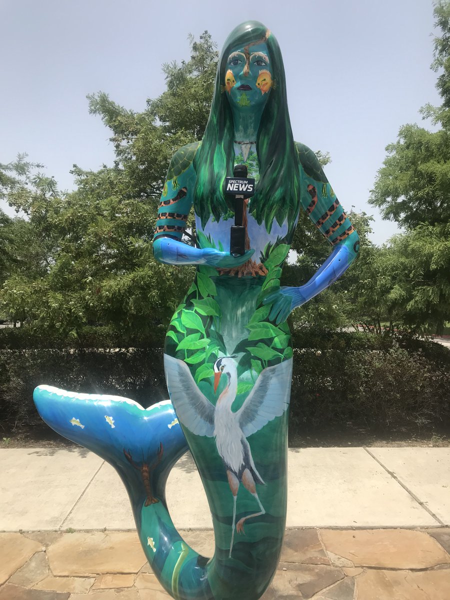 SpectrumNews1TX's tweet photo. The @CityofSanMarcos is placing ten #mermaid statues in various locations around the city in what has been named the #MermaidMarch https://t.co/vKrySpCCdV