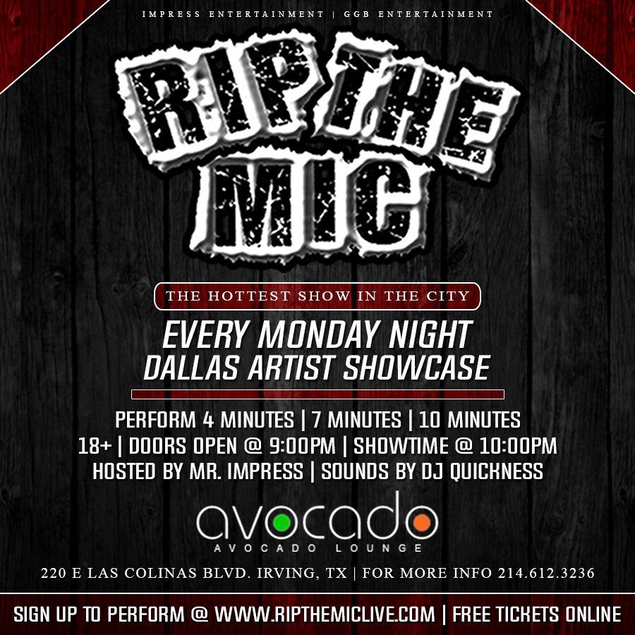 RipTheMicLive's tweet photo. Tonight we're live at Avocado Lounge! Sign Up to Perform at https://t.co/uDbSGLCl85 Doors open at 9pm (Free Tickets Online) #RipTheMic #RipTheMicLive https://t.co/HazUumDkZE