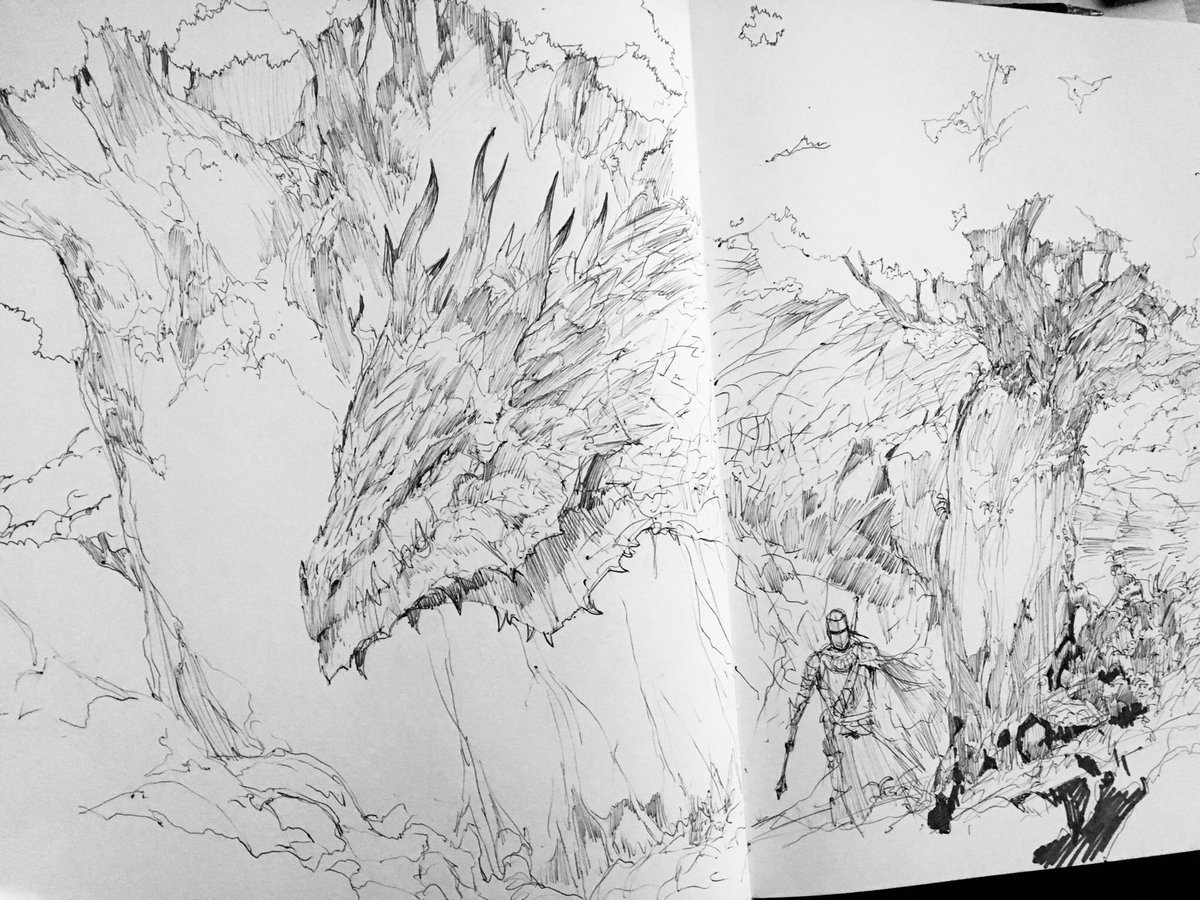 lunchtime sketching with a dragon in the forest #art #sketching #sketchtime 