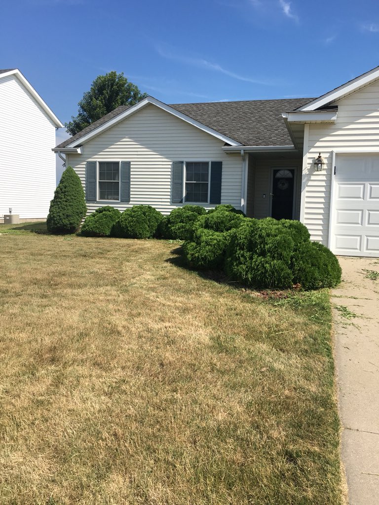 DoubleZLawncare's tweet photo. Somebody forgot to take an after picture 🤨 but if your bushes look like this I’ll fix em #landscape #landscaper #bushbarber #lawncare #Maintenance #trimminbushes https://t.co/Ib8w2aSwTI
