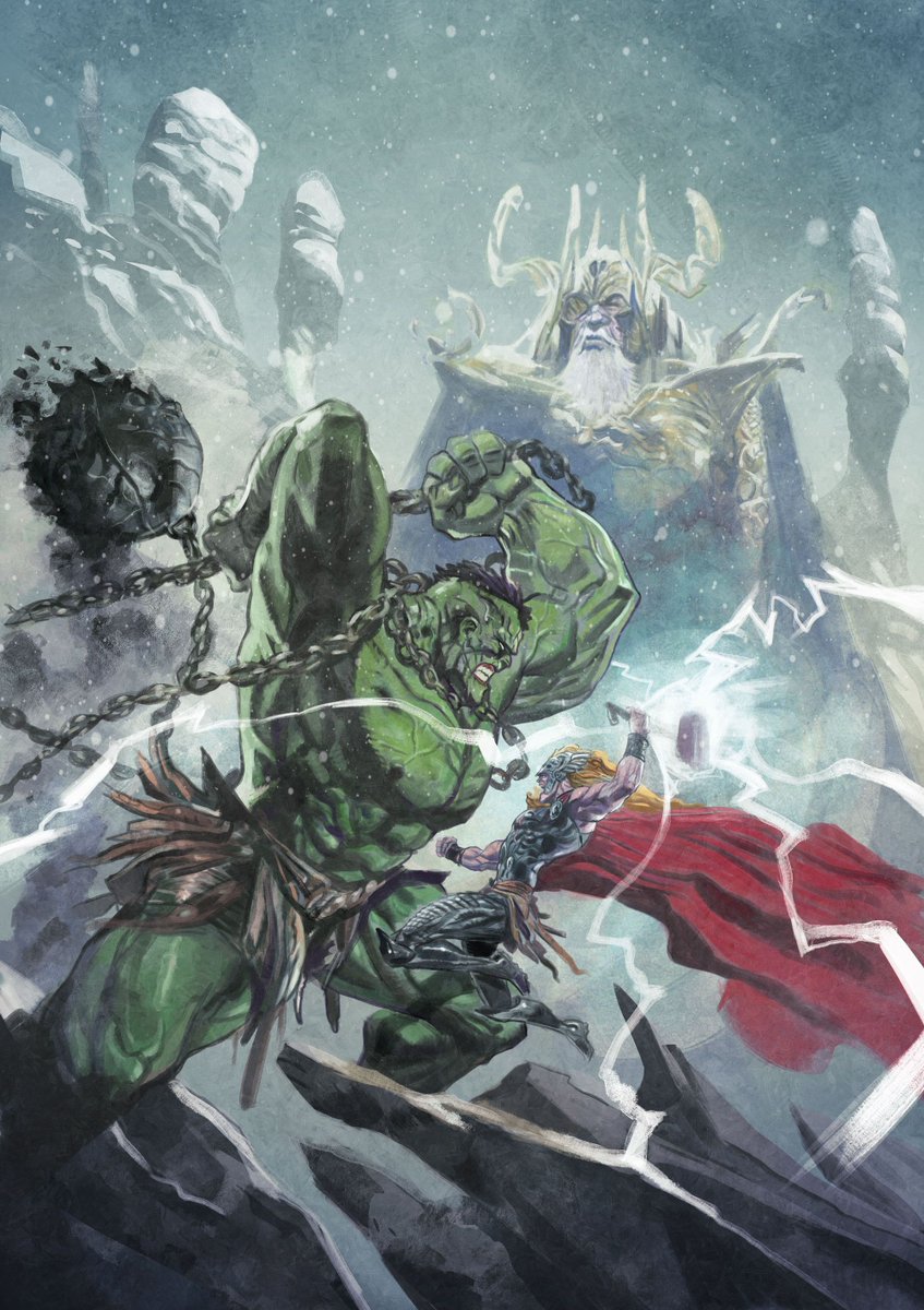 DanieleAfferni's tweet photo. Fighting in Asgard (aka Thor vs Hulk) full frame.
a cover-homage to legendary Leinil Yu comic.
#Marvel #MarvelDaf #comics https://t.co/t689NPJZDD