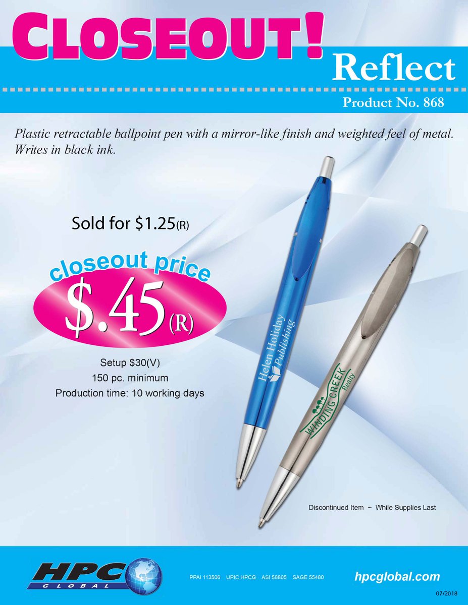 HPCGlobal1's tweet photo. CLOSEOUT DEAL...........#CLOSEOUT #PROMOTIONAL #PROMOPEN
#PEN #PENCLOSEOUT #HPCGLOBALPENS https://t.co/xMjt6G9lLh