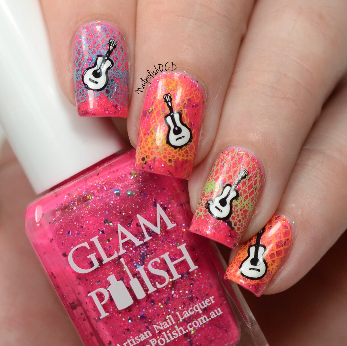 nailpolishOCD's tweet photo. Un Poco Loco from @glampolish_ is another Coco inspired polish so I did some guitar stamping for this mani. It didn’t turn out quite like I planned but I like it. Swipe to see all my swatches. #glampolish #coconails #disneypixarnails https://t.co/o1VWH0wnaK