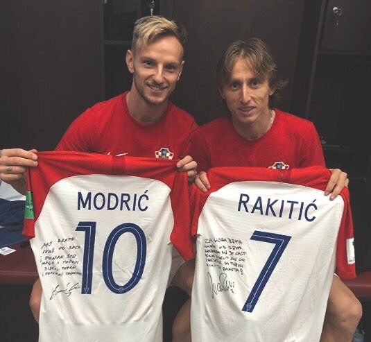 EPLBible's tweet photo. Rakitić &amp; Modrić exchanged their shirts after the final...

Modrić to Rakitić: “Ivan, brother, I’m very proud to be able to spend with you these wonderful moments." 

Rakitić to Modrić: “To my brother Luka, it was the greatest honour to spend all this time with you.” https://t.co/Gjkbdi6lqf