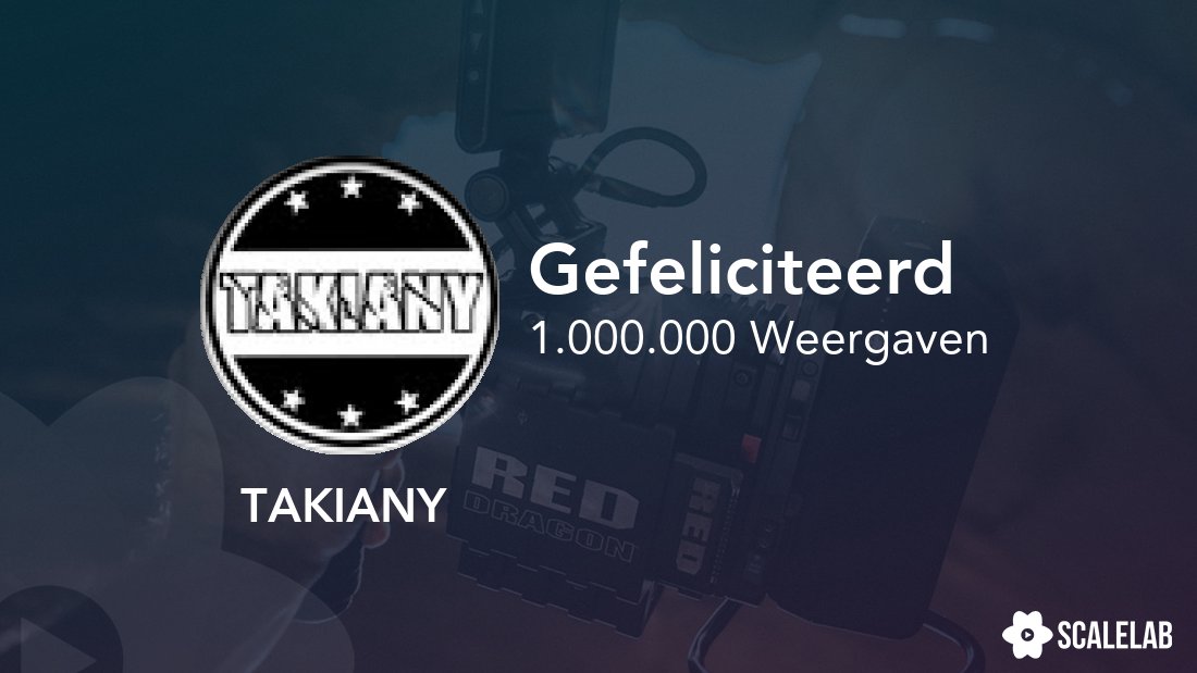 Maar liefst een miljoen kijkers hebben al de video's van <a href="/takianycrew/">Takiany</a> bekeken! Gefeliciteerd met deze mijlpaal, Stef!