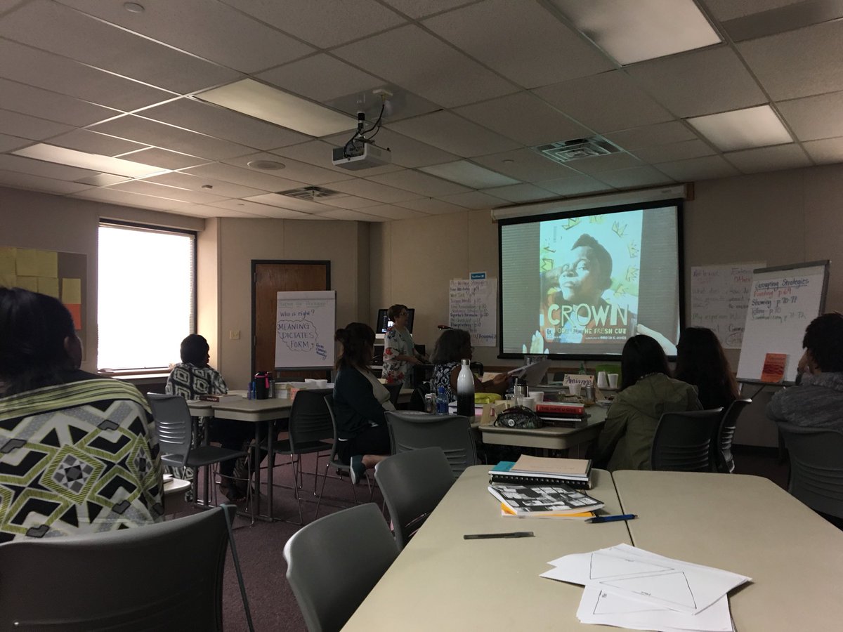 rustywrites's tweet photo. We had a very special reading writing connection today! Thank you, @AmianneB for sharing CROWN: ODE TO THE FRESH CUT by @authorddb Derrick Barnes. We are beyond changed for the better. #catchyourshine #word #crown #ImportantBook #misdabydos18 https://t.co/2FGZbIT0wi