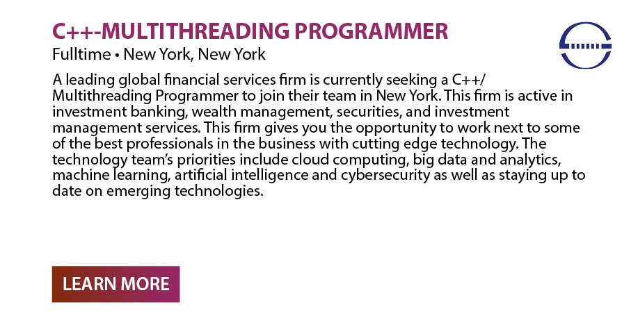 OstCareers's tweet image. Check out this new #job! ow.ly/bkFK30kYP6b #Cplusplus #MULTITHREADEDAPPLICATIONS