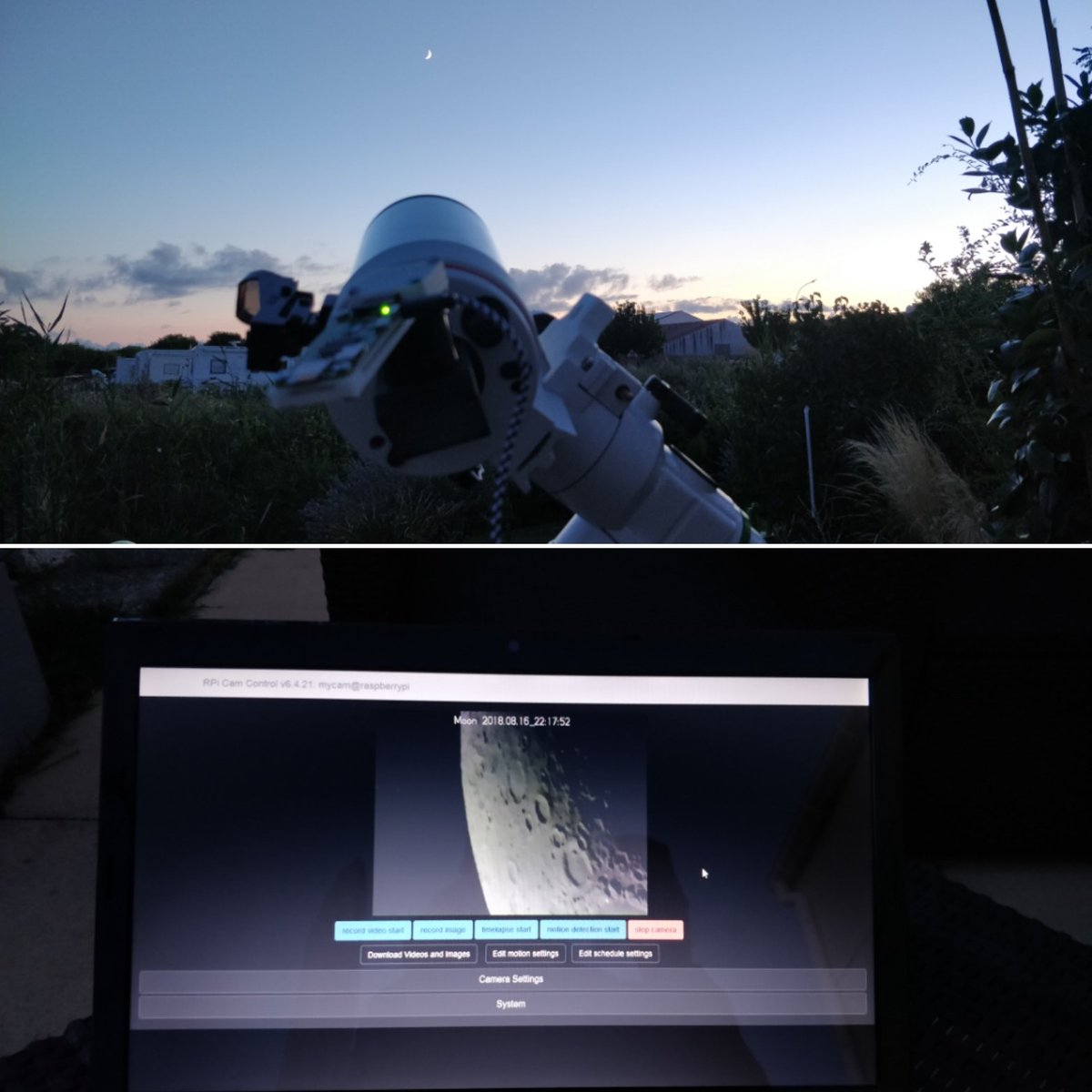 polos5tdi's tweet image. the moon view with @Raspberry_Pi #pizerow et Rpi_Cam et grâce @framboise314 j'ai pu reconfiguré mon raspi en A.P avec RaspAP. déconcertant de facilité et de rapidité