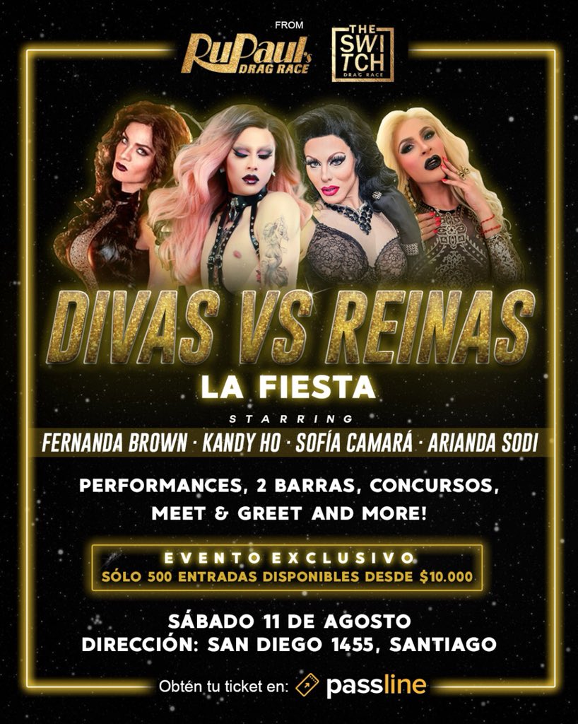 Chile_Carolina's tweet photo. Lo mejor de Ru Paul’s Drag Race y The Switch 2 tickets en eventosfernandabrown@gmail.com o
https://t.co/XlTpgdFOJq
#teamkandy #kandyho #theswitch2 #fernandabrown #sabelo #sofiacamara #desafiomundial #fiesta #transformista @Fersbrown @kandy_ho @SOFIACAMARAOK @ariandasodi_m https://t.co/lSFOnmQDko