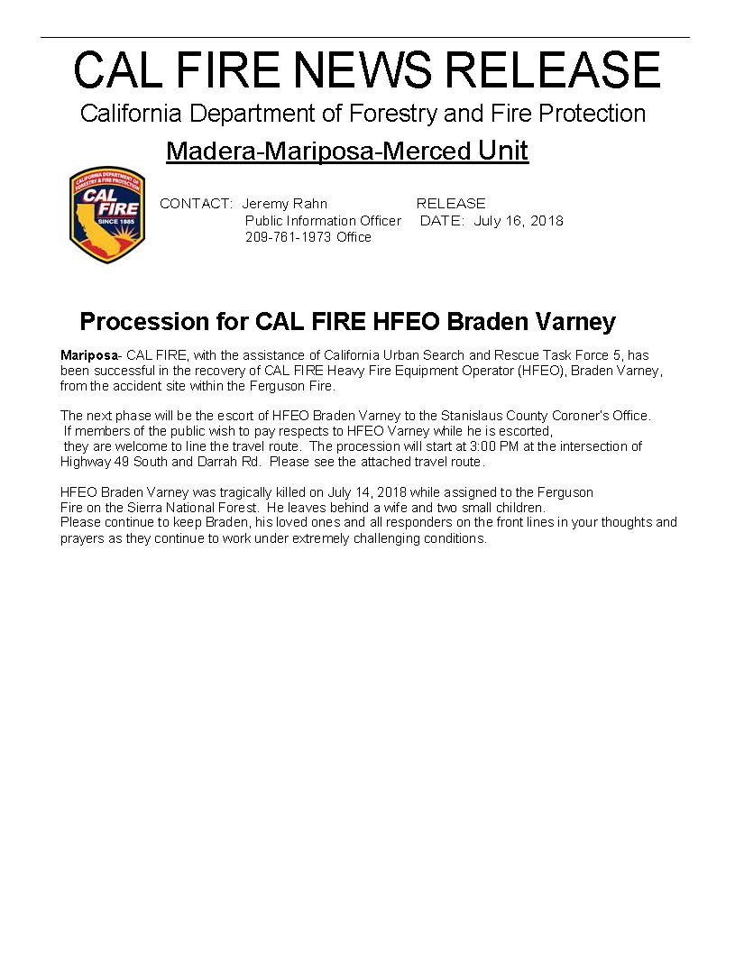 CAL FIRE on Twitter "Please see the attached news release and map of