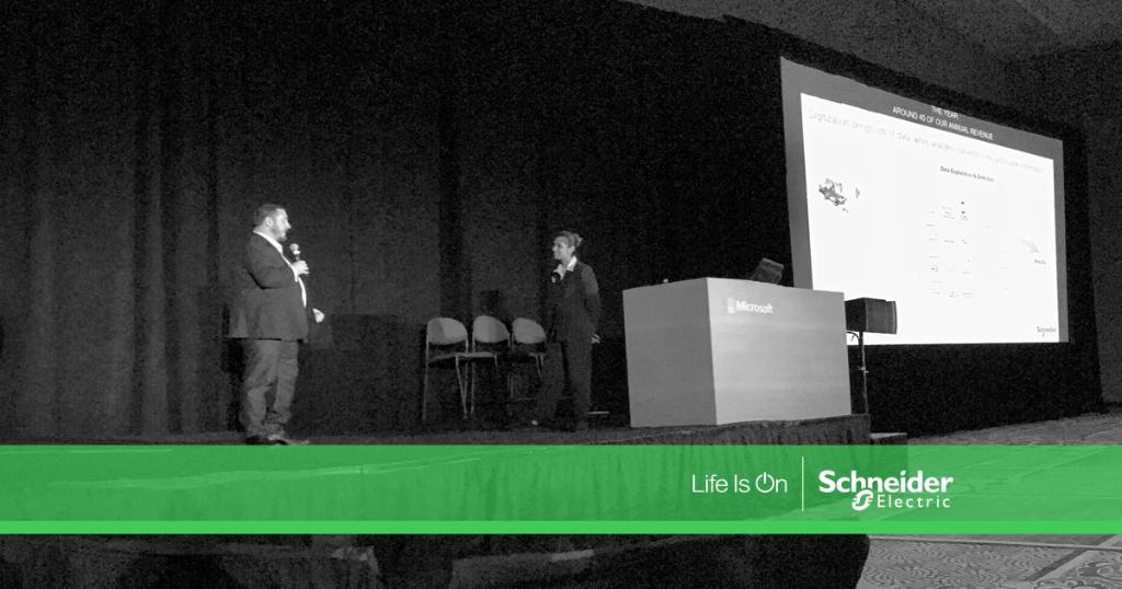 SchneiderElec's tweet photo. “We’ve moved into co-development with Microsoft, connecting AI in the cloud and at the edge.” #MSInspire2018 @msPartner #IoT https://t.co/ckbusUh3Cm https://t.co/cdlYxkCwei