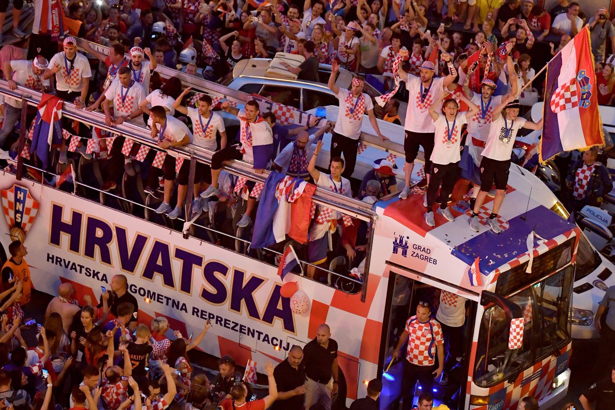 Croatia given a heroes' welcome in Zagreb on Monday.