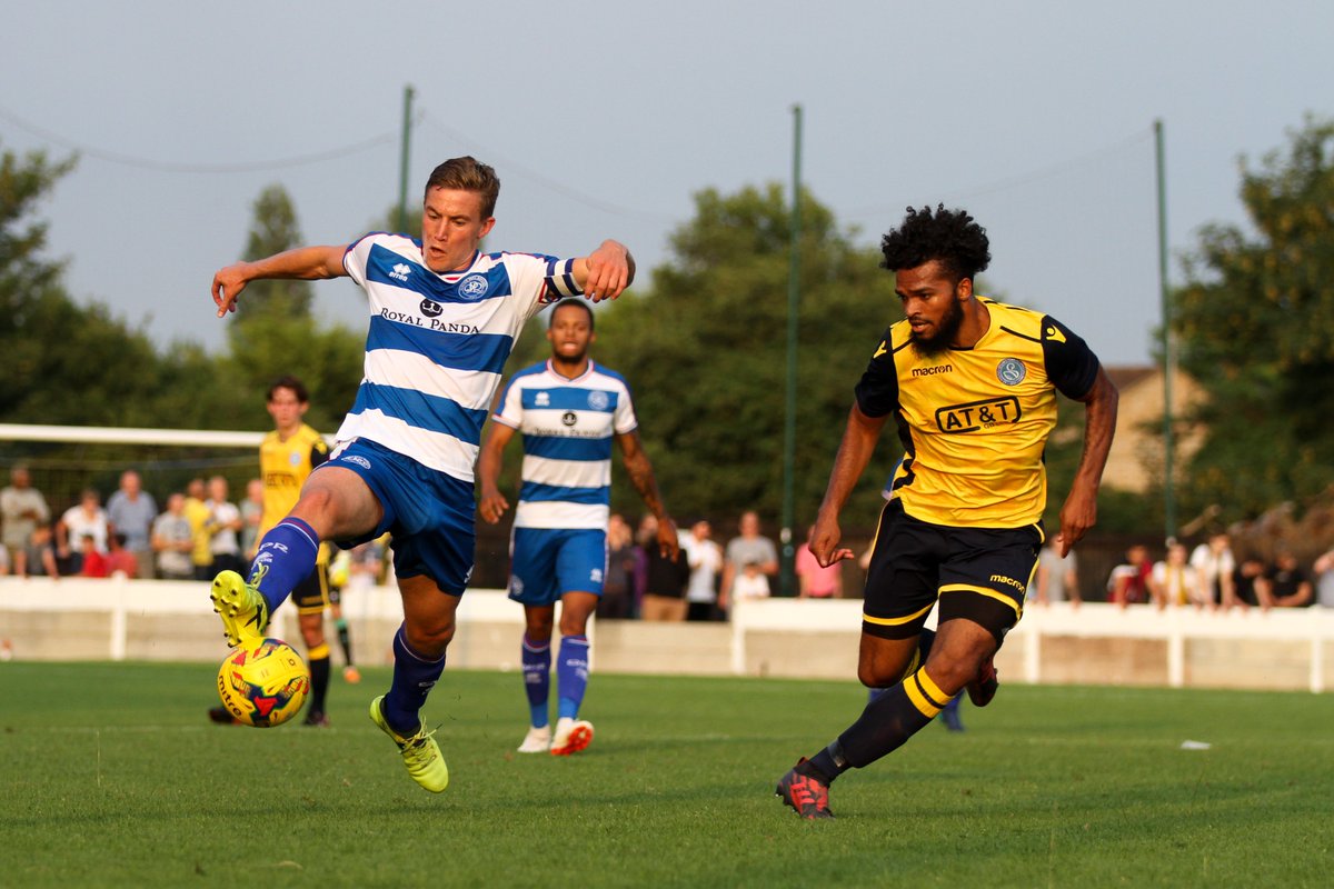 AKDPhotography's tweet photo. Former @StainesTownFC favourite @djwheeler07 in action for @QPR upon his return to Wheatsheaf Park https://t.co/EH56x2ppen