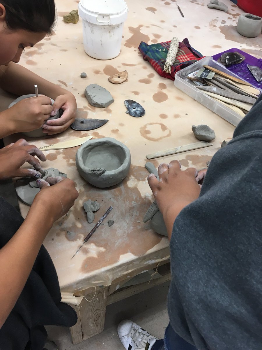 #YIWCL young women made their own smudge bowls at Viva Clayworks today!