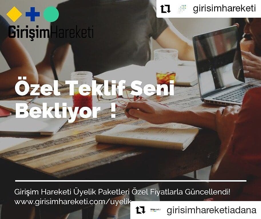 #Repost @girisimhareketiadana (<a href="/get_repost/">Repost</a>)
・・・
#Repost @girisimhareketi
• • •
Özel Teklif Seni Bekliyor! Girişim Hareketi üyelik paketleri güncellendi. girisimhareketi.com/uyelik sayfasından bilgi alabilirsiniz. #ÖğrenPaylaşGeliş #Üyelik #YeniDönem #ÖzelTeklif #Fırsat
