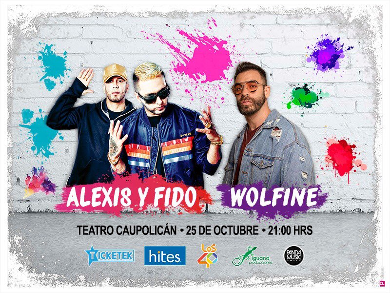 DvjPanda's tweet photo. “Alexis y Fido 🔥🔥 Wolfine”
#EnVivo #Santiago #Chile 🇨🇱 🆑 
25 de Octubre @TCAUPOLICAN.
Compra tú entrada con un 25% de descuento en preventa !! @TicketekChile 🎫🎫 y todas las tiendas #Hites de Chile. @alexisyfido @WOLFINE98 @Los40Chile @iguana_Chile @PandaMusicChile https://t.co/IzIoeiI6zA