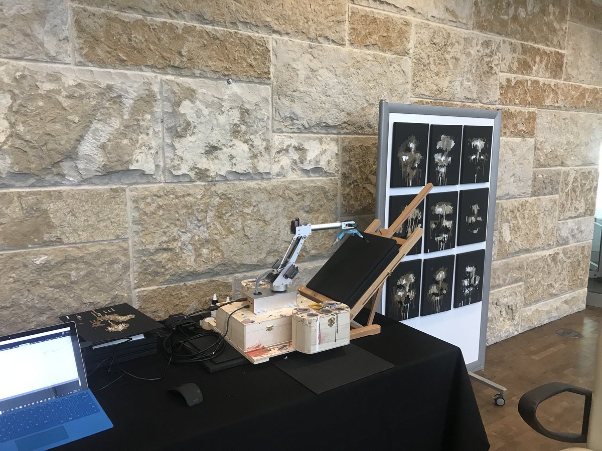 kaylahainer's tweet photo. @vanarman pretty sure the coolest title at #ForwarDFW is Ai artist. Great addition to the conference to show how Ai is changing our world. https://t.co/kmC1QjQmQG