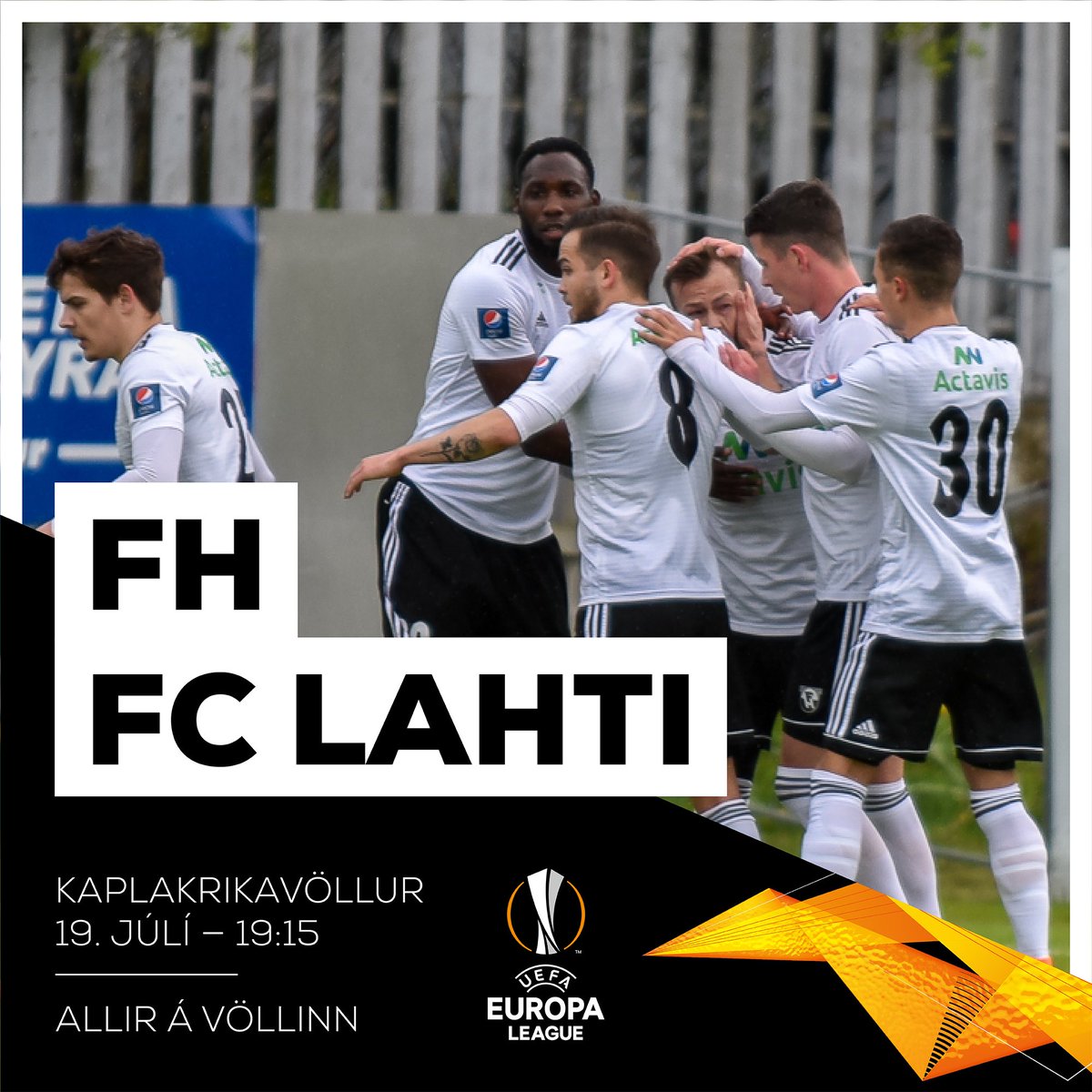 Viltu vinna2️⃣miða á leikinn á fimmtudaginn? Gefðu okkur like&amp;RT á þessa mynd, við drögum tvo heppna á leikdag 😄🙏

📅Fimmtudaginn 1️⃣9️⃣.júlí
⏰1️⃣9️⃣:1️⃣5️⃣
🆚<a href="/FCLahti1996/">FC Lahti</a> 
🏆<a href="/EuropaLeague/">UEFA Europa League</a> 
🏟Kaplakriki 😍
📣Allir á völlinn og áfram FH! 

#ViðerumFH 
#fotboltinet