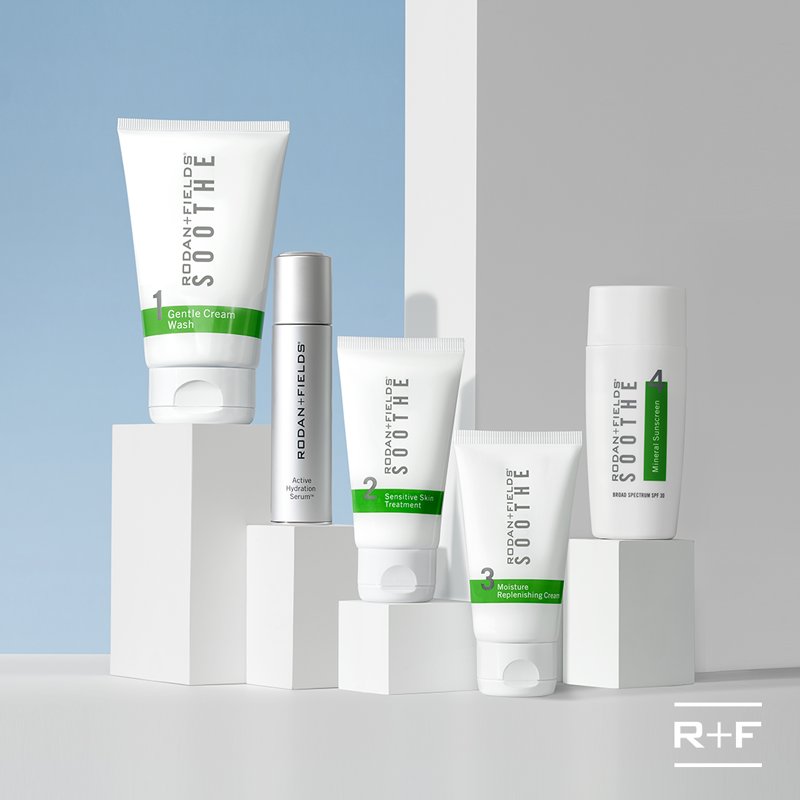 RodanFieldsHQ's tweet image. If you have sensitive skin, meet your new best friends. Our #SootheRegimen and #ActiveHydrationSerum work together to address visible redness and dryness.