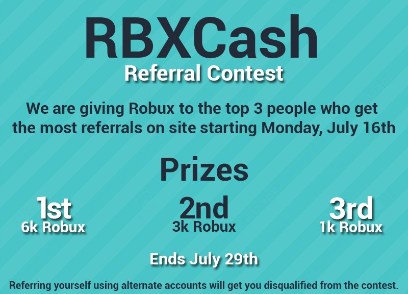 Rocash Com On Twitter We Are Have A 10k Robux Referral Contest