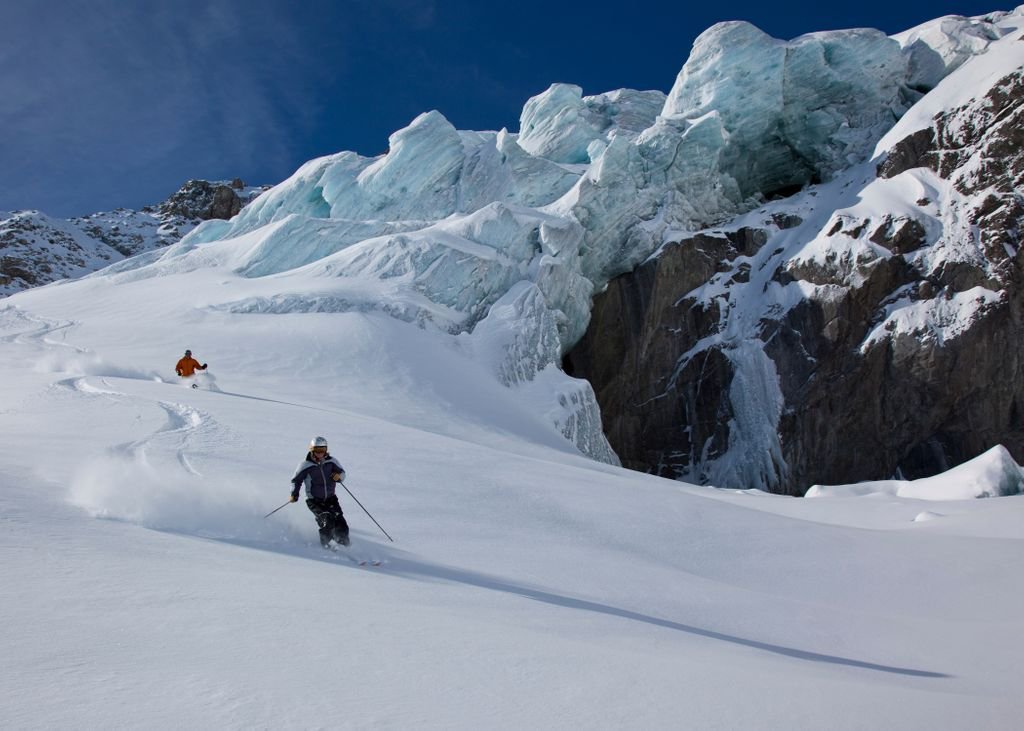 White powder and blue ice - the picture of a glacier ❄ #nzsnowtours