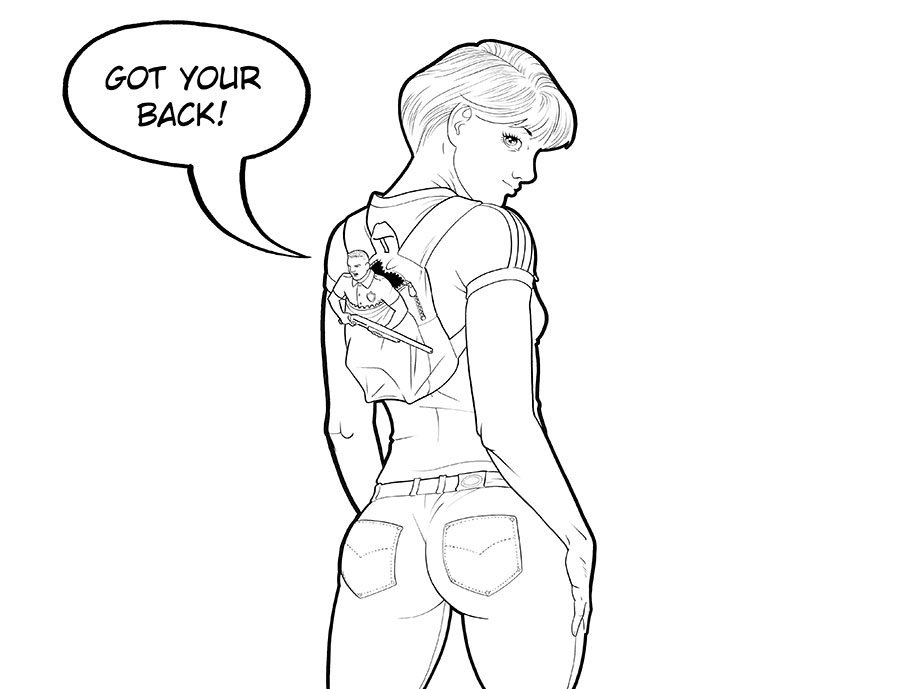 andre_leal's tweet photo. "Got your back". A drawing just for fun, nothing special. #drawing #girl #beautifulgirl #gotyourback #butt #roundedbutt #booty #armaspelavida #shotgun #weaponry #backpack https://t.co/riHABzdWsj