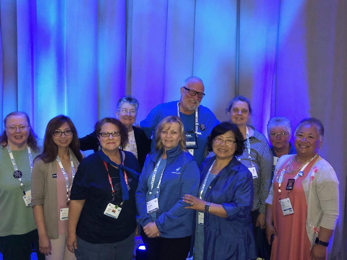 myWSNA's tweet photo. WSNA was well-represented at the @AFTunion convention, speaking up for resolutions on prevention of workplace violence, access to health care and women's health. #NursingStrong #IamAFT #IamWSNA https://t.co/sonr2xhidT