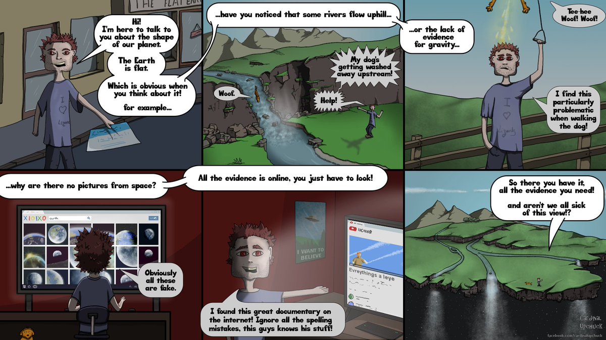 CardinalUpchuck's tweet photo. Pic / comic: Flat Earth Evidence
I got a leaflet through my door in Portree, Scotland announcing that the Earth is flat. I laughed. Then died a little inside.
Full post: https://t.co/eo0LsKX9uu

#supidInPublic #FlatEarth #LearnHowToScience https://t.co/UKpGP3jOJT