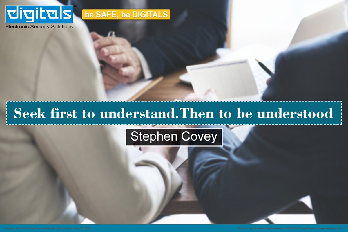 DigitalsIndia's tweet photo. "Seek to understand, then to be understood" - #Stephen_Covey
#Management
#quotes #quotesoftheday
#customers #Salesforce
#TuesdayMotivation
#TuesdayThoughts
be SAFE, be DIGITALS
#DISPPL https://t.co/T7ln5Dd1Xp