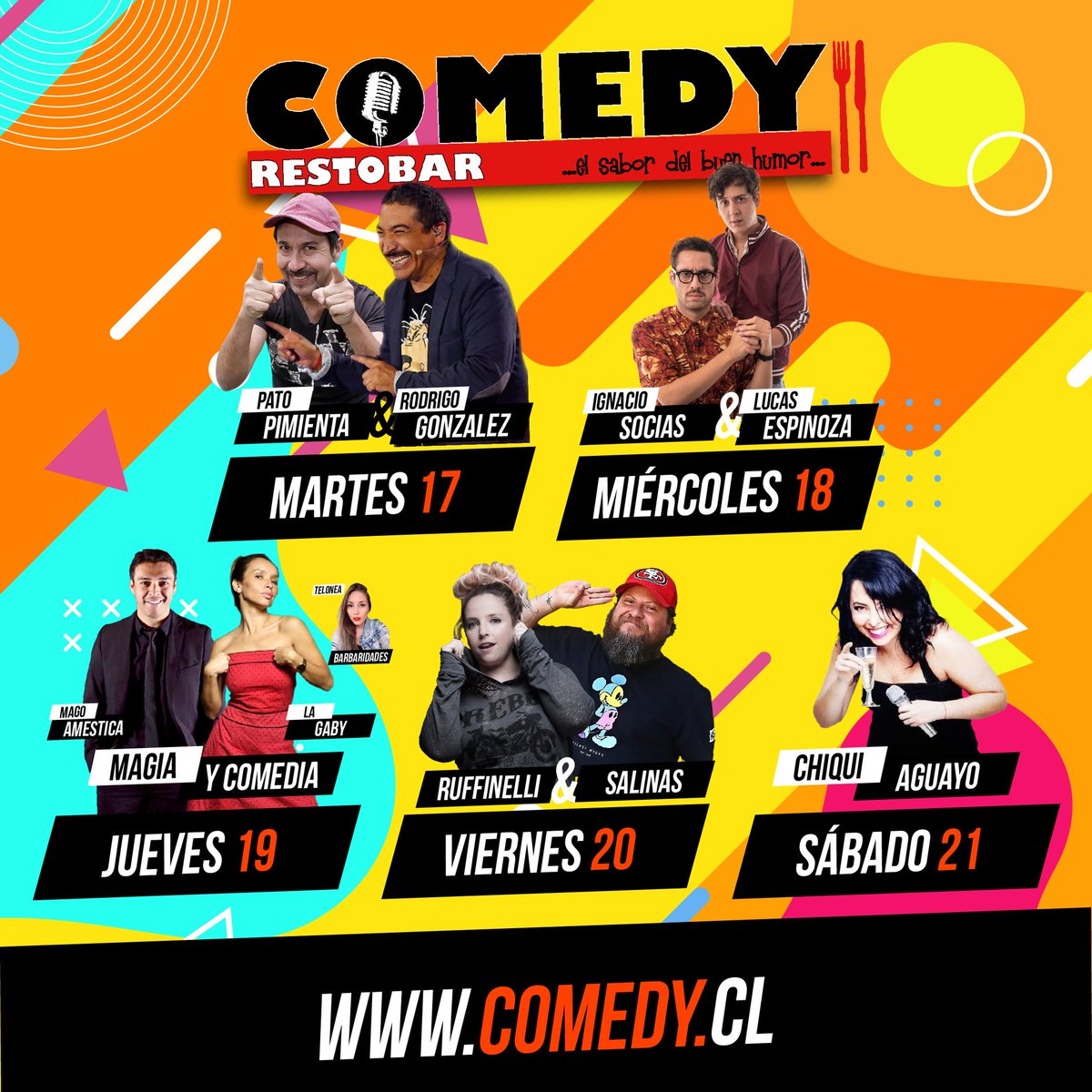 comedyrestobar's tweet image. #CarteleraComedy 
Todos los show con dcto. web
#cuposlimitados 
#restobar abierto dsd 20h.
Pagas entrada en bar 💥