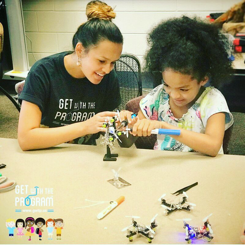 Soldering drones at our Drone &amp; Aeronautics STEM Camp <a href="/oberlincollege/">Oberlin College</a> #GwtP #GetwiththeProgram
