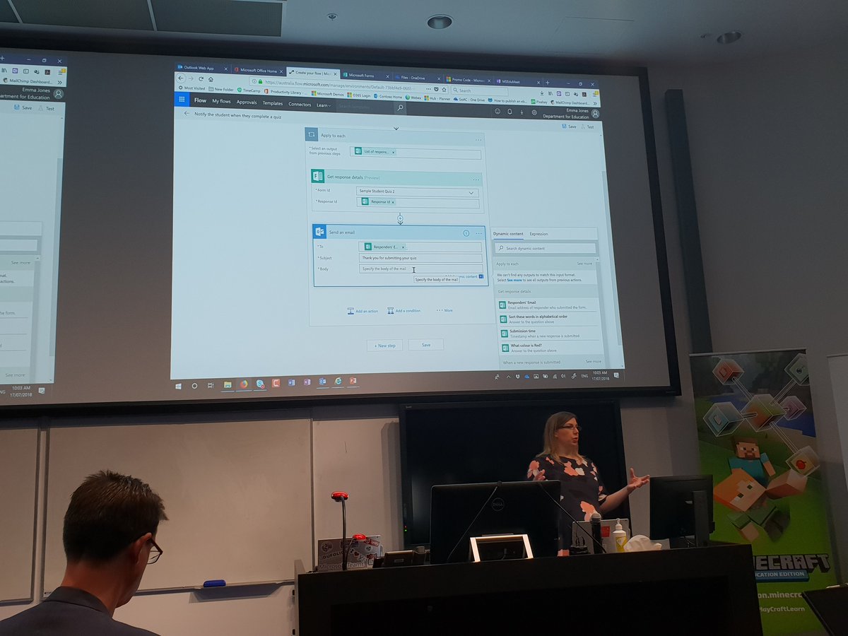 ozchappy's tweet image. Emma (and Ross) from @GarageofAwesome presenting on #forms and #flow #MSEduMeet