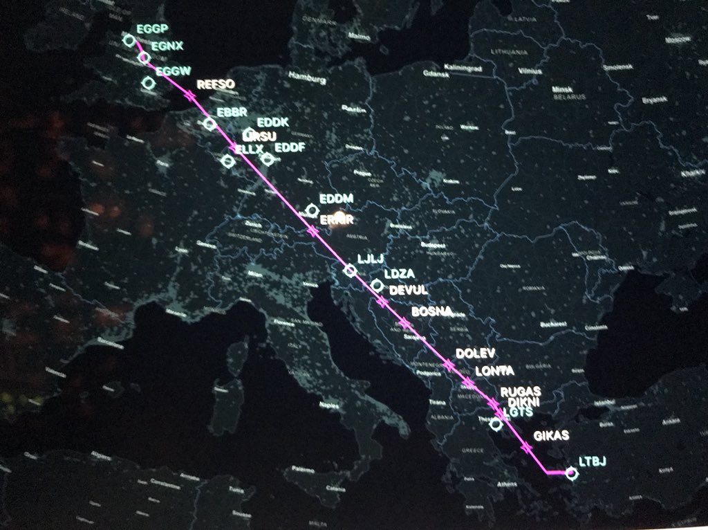benfoxy123's tweet photo. This has to be the most direct route flown 😳😜I was coming back from #Izmir to #MANAirport a few weeks back ✈️ #avgeek #pilotlife #flying #Boeing #B737 #crewlife #direct #straighttothepoint #FL390 https://t.co/kSqp3SA3va