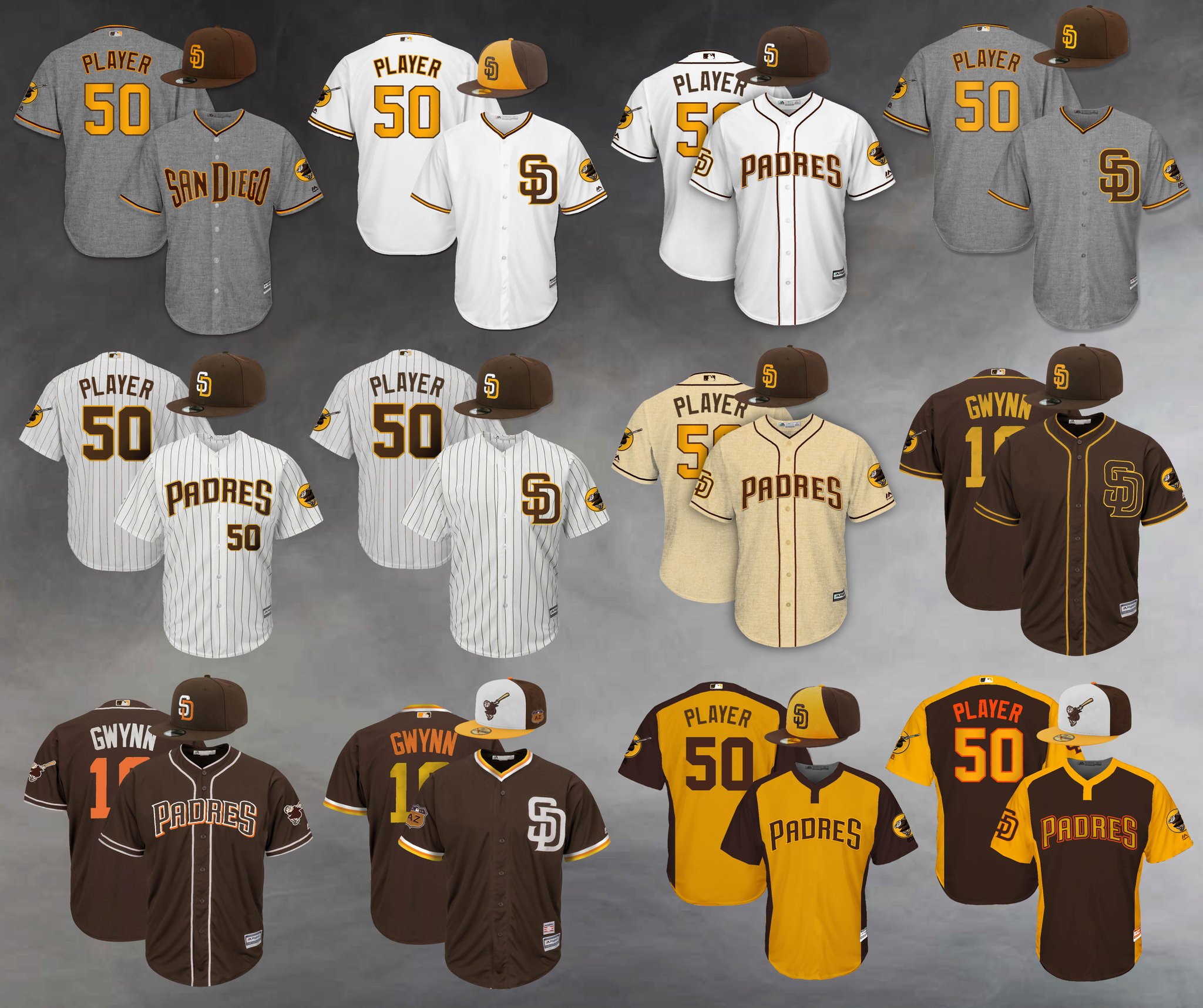 Padres uniforms through store the years