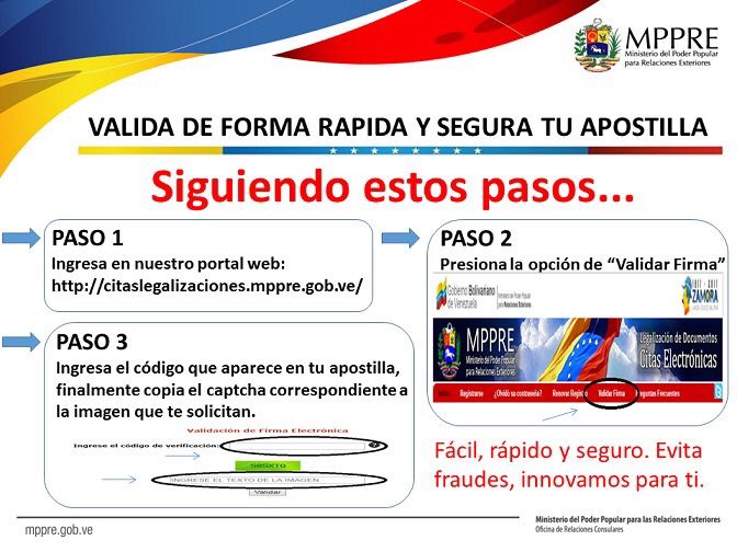 ApostillaMPPRE's tweet photo. #Importante #Infórmate | De como validar tu apostilla en nuestro portal web ingresando el código de validación de manera fácil y segura. #InnovamosParaTi https://t.co/qXQ6DZAlum