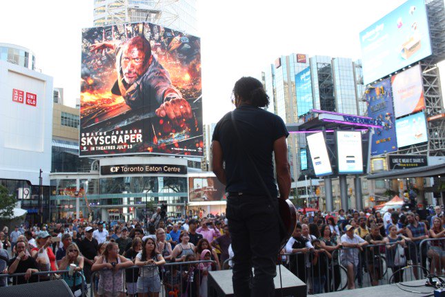 You don't know stage pressure until you've had 80ft versions of <a href="/TheRock/">Dwayne Johnson</a> and <a href="/Drake/">Drizzy</a> staring you down for your entire set hahaha <a href="/skyscrapermovie/">Skyscraper</a>