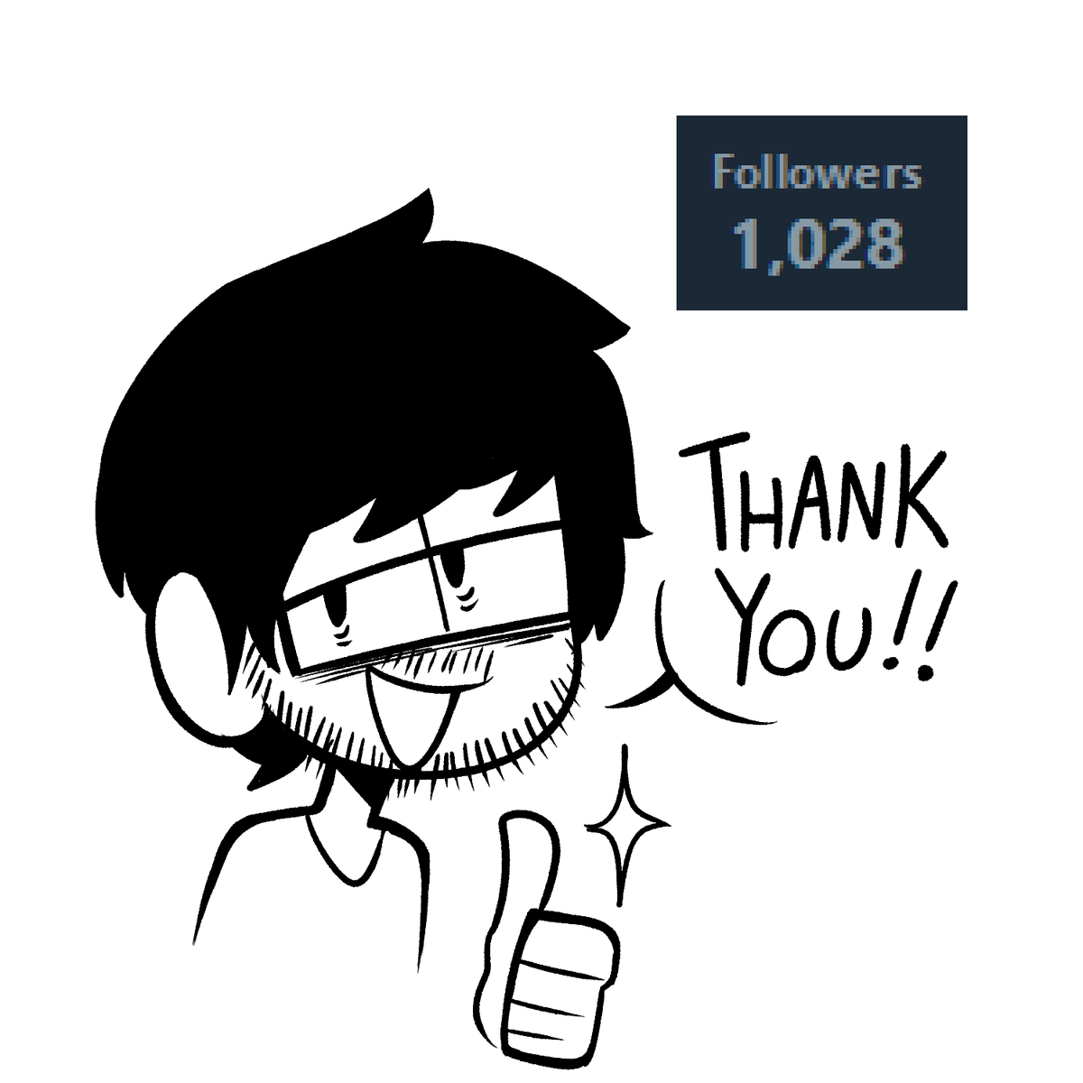 A little thank you doodle to celebrate reaching over 1000 followers. I really do appreciate the support. I'll try to keep making cool shit for everyone. I have some ideas for a couple of one shots a-brewin' in my head, so I'll see if I can start working on some when I can