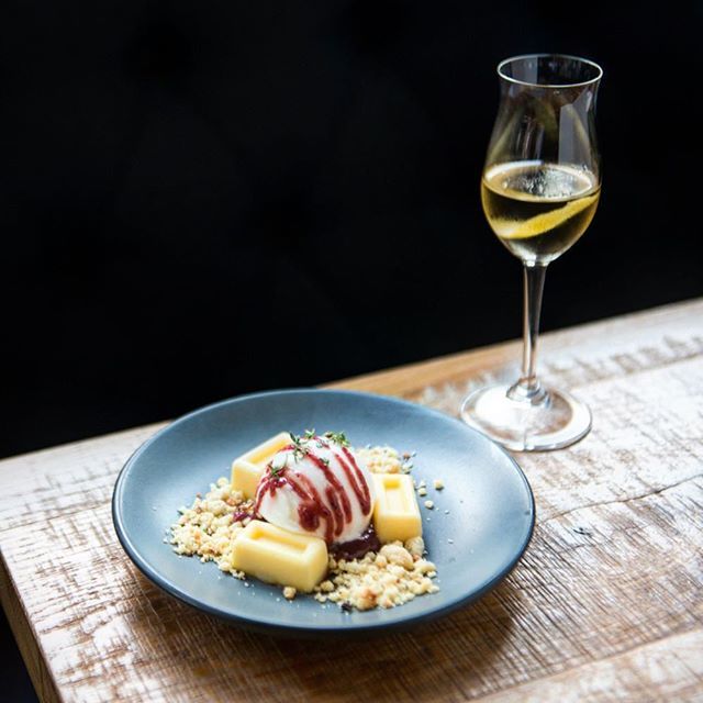 Star_Chefs's tweet photo. The savory thyme and punches of acid from the citrus and buttermilk put this summery dessert over the top: lemon semifreddo, thyme-buttermilk sorbet, strawberry jam, almond crumbles. Kudos to pastry cook @lilabird of @kyirisan, and to GM and bev guru Mar… https://t.co/aqoCuGDIce https://t.co/Z0PyPFscF0