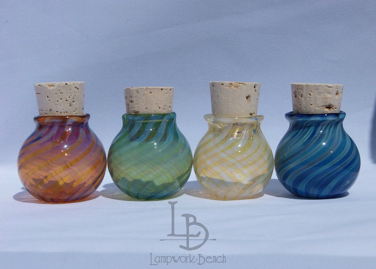 LampworkBench's tweet photo. Excited to share this item from my #etsy shop: Handmade Glass Apothecary Spice Stash Travel Jars Mini Urns #birthday #housewares #glassjar #kitchenjar https://t.co/mPP48WAzKr https://t.co/e4FUSuyzr2