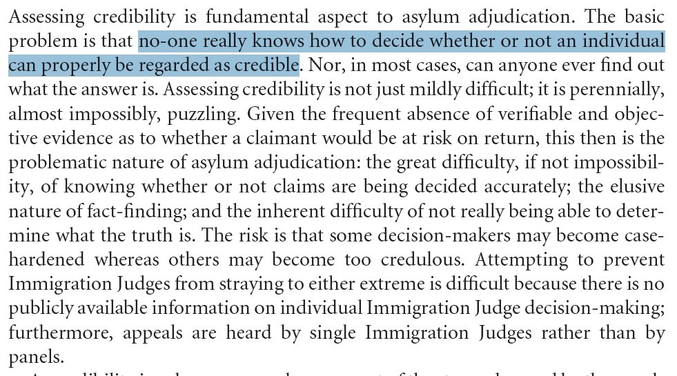 apokrif1's tweet photo. En quoi consiste l'expertise© en matière d'#asile ? #crédibilité #GrandsDiscours #entourloupes #sable #fondations (_Administrative Justice and Asylum Appeals. A Study of Tribunal Adjudication_ (@RobertThomas223 ? #RoyaumeUni)) (poke @lesetoilesdemer @CNDAenlutte @Le_Mythologue) https://t.co/fG7Kirfc4p