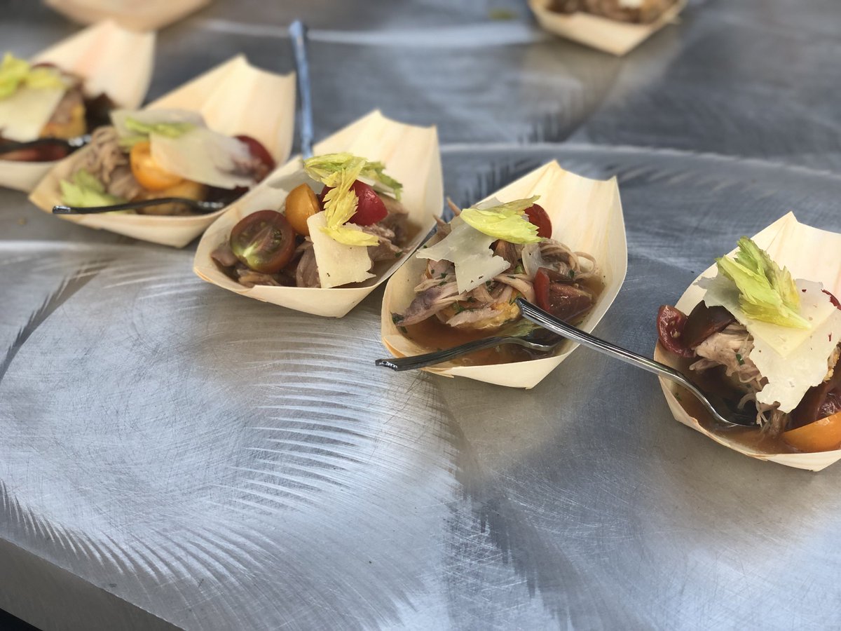 The Ultimate Ballpark Dish: Braised Rabbit over local Grit Cake with Asiago cheese and Heirloom Tomato from Chef Bobby Hodge from <a href="/Oak_Steak_Nash/">Oak Steakhouse Nash</a>! 

Thanks to <a href="/OleRedNashville/">Ole Red Nashville</a>, @NoelleNashville and to <a href="/whatchefswant/">What Chefs Want</a> for providing all the food!