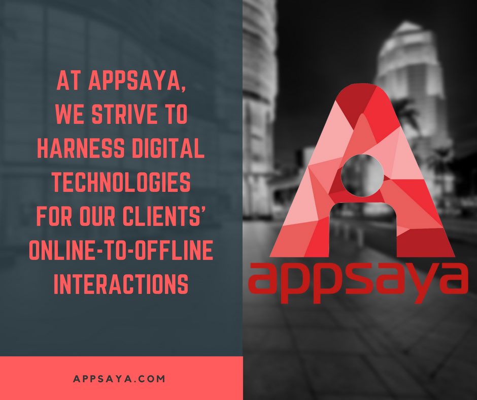 AppsayaTech's tweet photo. At Appsaya, we strive to harness digital technologies for our clients’ online-to-offline interactions.
#appsaya #aim #businessmatching #appointmentscheduling https://t.co/L1oJdAyBfO