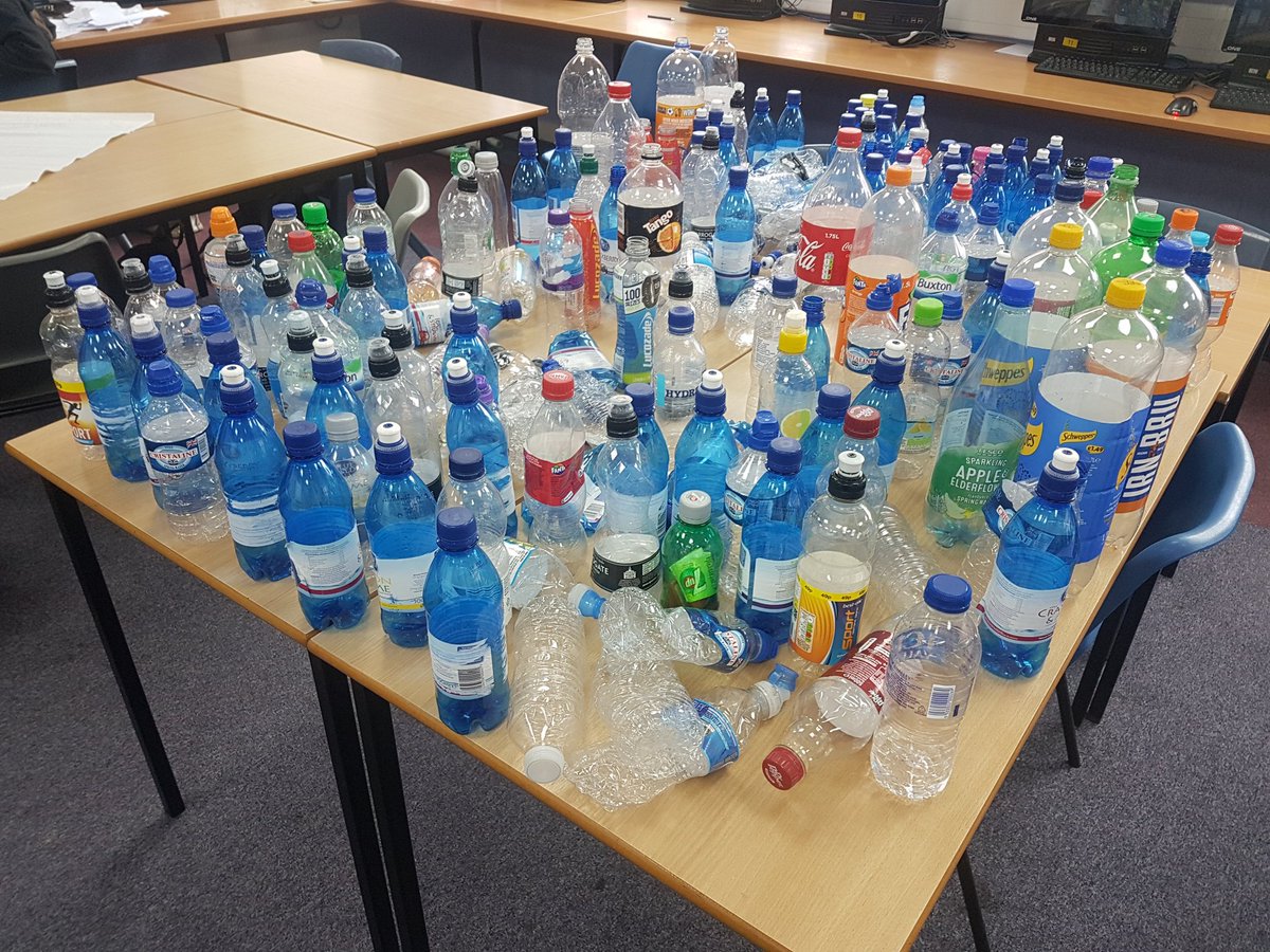 StRobsBusDept's tweet photo. Beginning of enterprise challenge for schools activities week! What can we make to recycle all the bottles from sports day #activitesweek #year9 #enterprise https://t.co/kzvBB01jaZ
