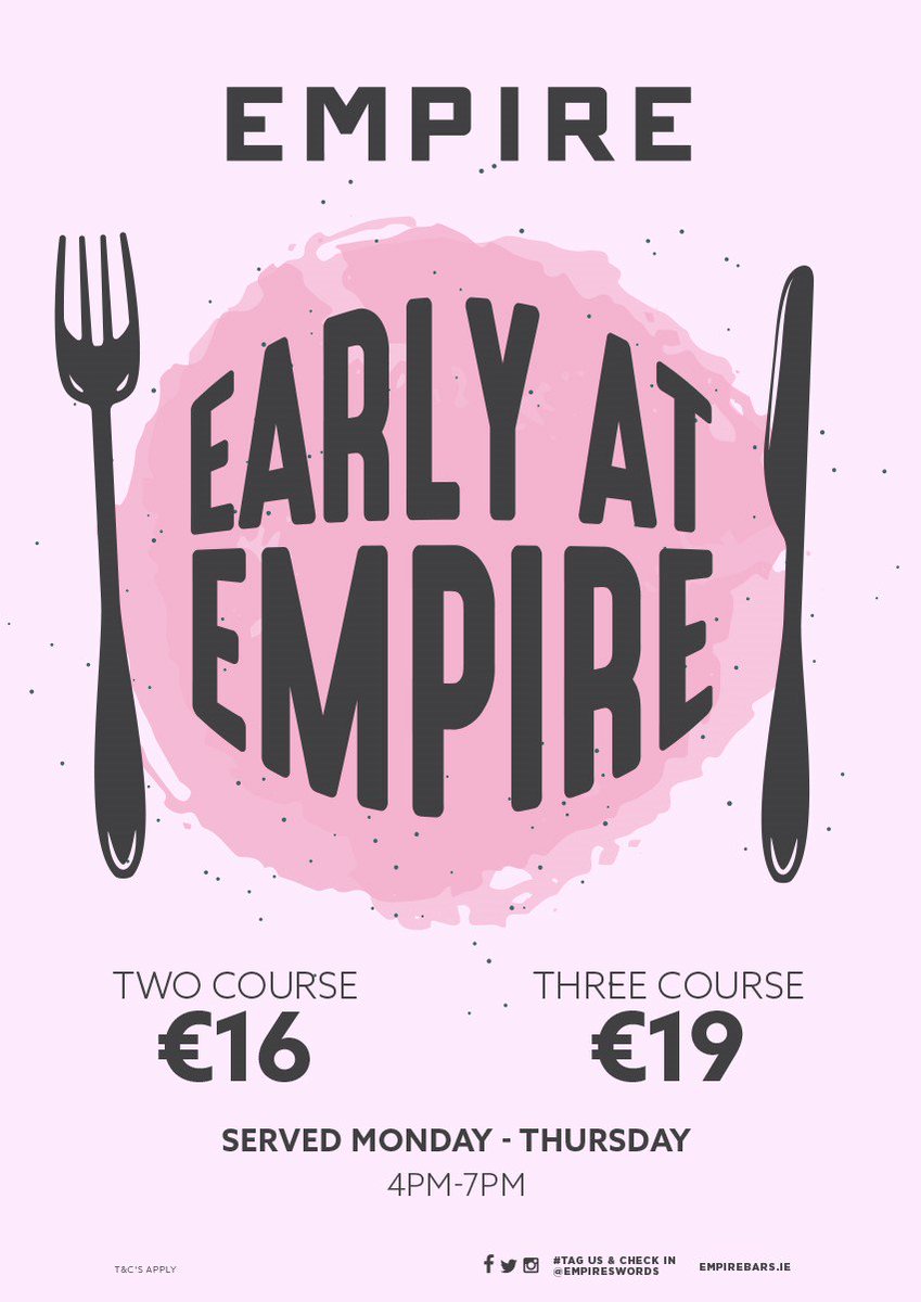 We have a brand new Early Bird menu available from 4pm - 7pm Monday - Thursday. 2 courses for €16 or 3 courses for €19 #earlybird #lovindublin #foodie #value #swords #dublin