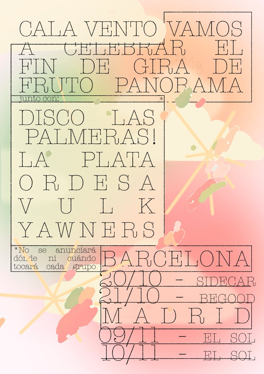 CalaVento's tweet photo. FIN DE GIRA! FIN DE FRUTO! 
Hola, 
después de casi dos años y 125 bolos hemos decidido que ya va siendo hora de cerrar “Fruto Panorama” e ir a por otra cosa mariposa. Es por eso que vamos a celebrar el final de gira de este disco de una manera especial y personal. https://t.co/nUFGpboyY7