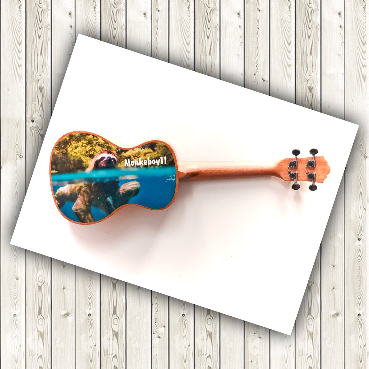 RecExpressKent's tweet image. Something slightly different today - #Personalised #Ukulele #Stickers! Stands out and looks great! 👌🏼 And yes, we know it’s a picture of a #Sloth and not a #Monkey, and yes, it’s meant to be spelt like that 😉 #RecognitionExpress #PromotionalProducts #Instrument #Music #Gift