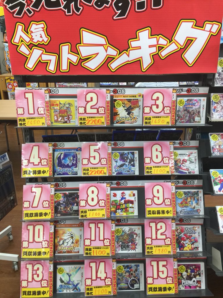 公式 Comg 豊栄店 フォロバ100 3ds と Switch の人気のソフトランキングも更新しました 人気ソフトは買取額が高価なので遊ばなくなったらぜひお持ちください