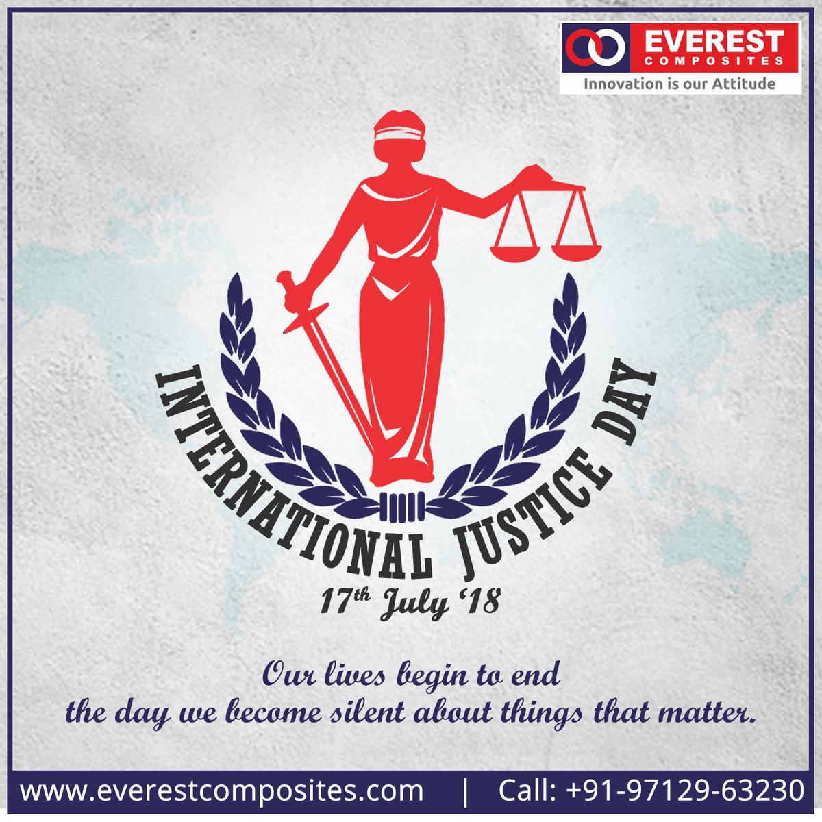 Everestcomposit's tweet photo. Justice is a truth in action.
#WorldDayForInternationalJustice #justiceday #Everestcomposites https://t.co/3u5SSCovBK