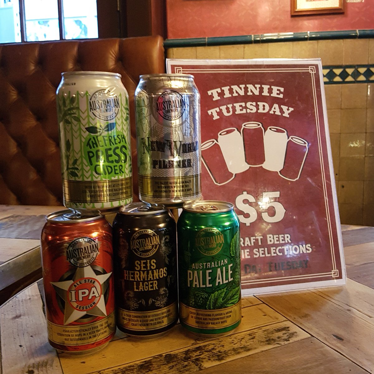 $5 Tinnie Tuesday with this beaut line up from <a href="/AusBrewery/">Australian Brewery</a>. Cheers to that 😀 🍻